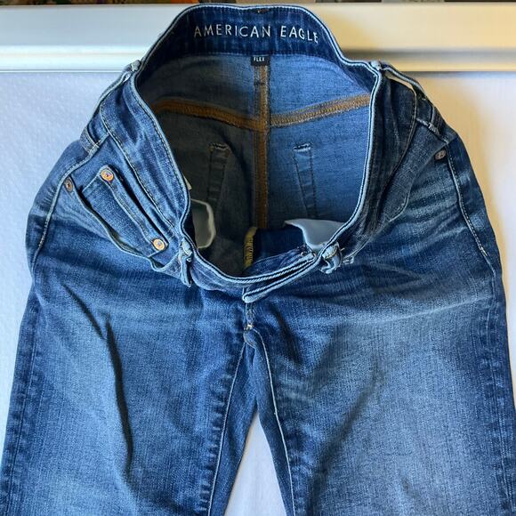 American Eagle Outfitters Men Waxed denim Straight Leg Jeans size 28 x 30, Blue - Picture 10 of 12